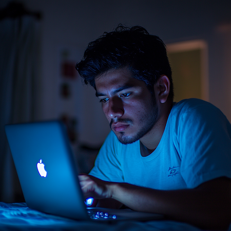 Hombre desempleado trabajando desde casa en su nuevo camino emprendedor